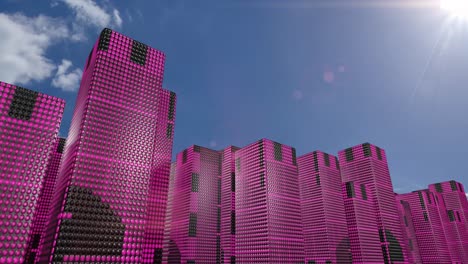 Led-Wolkenkratzer-Scrollen-Grafik-Gebäude-Stadt-4k